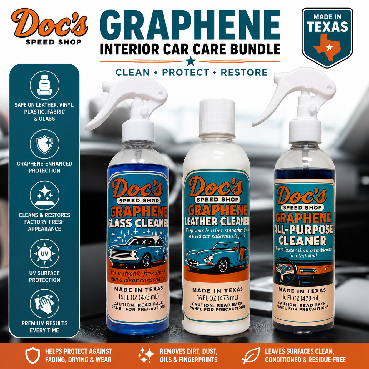 Doc's Speed Shop Graphene Interior Car Care Bundle